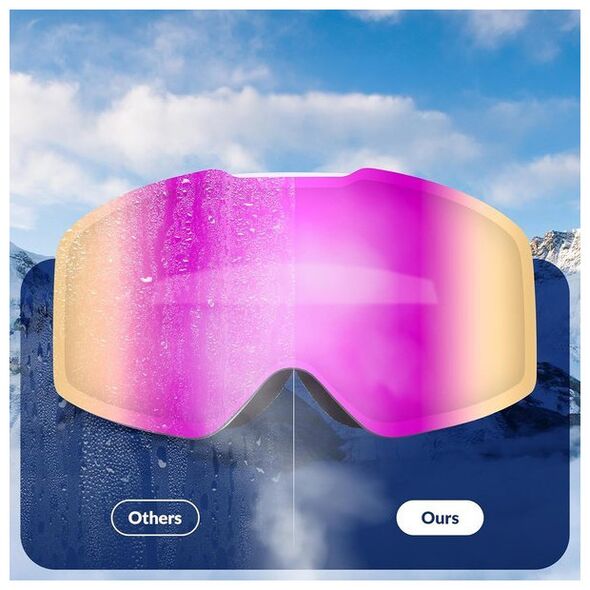 Gogle narciarskie Qunature Pink bezramkowe - różowe