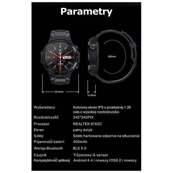 Smartwatch Gravity GT7-5 Czerwony  (GT7-5)