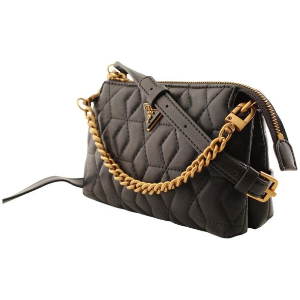 Guess, Elenia, Synthetic Leather, Mini, Textile Crossbody Bag, Black, QB867772, For Women For Women