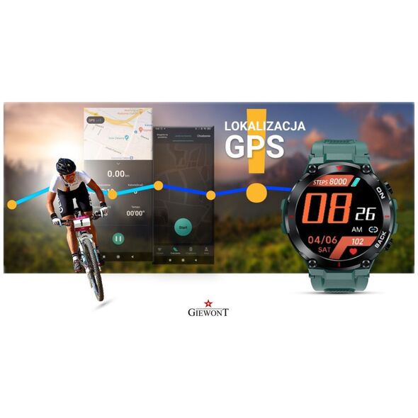 Smartwatch Giewont Išmanusis laikrodis Giewont GW460-2 GPS, Žalios spalvos