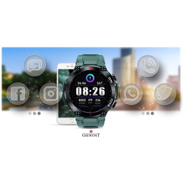 Smartwatch Giewont Išmanusis laikrodis Giewont GW460-2 GPS, Žalios spalvos