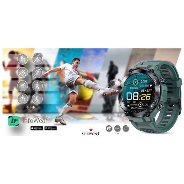 Smartwatch Giewont Išmanusis laikrodis Giewont GW460-2 GPS, Žalios spalvos