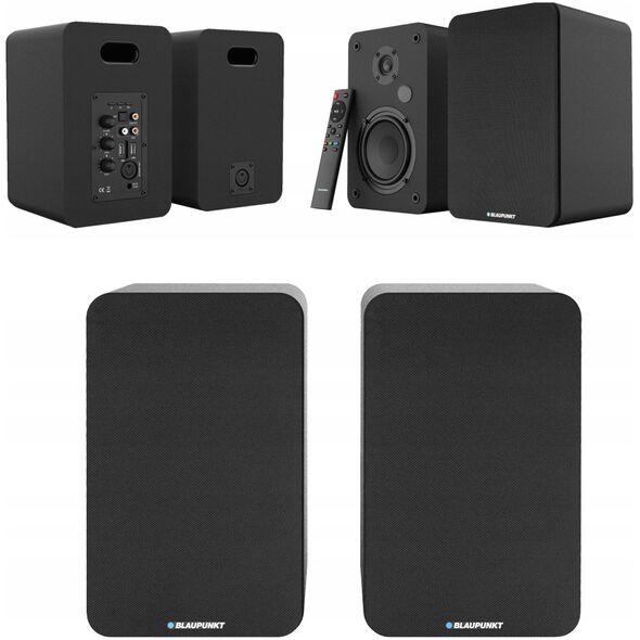 GŁOŚNIKI PÓŁKOWE BS-50BK CZARNE (BLUETOOTH, 2x75W, RCA, USB, OPTYCZNE, BASS-REFLEX, PILOT)