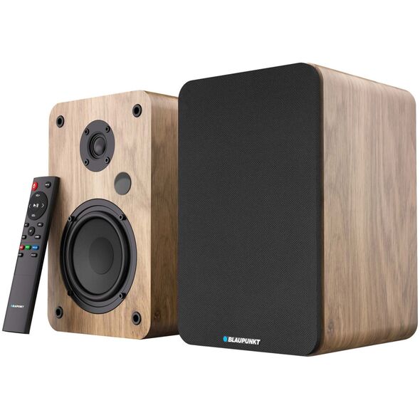 GŁOŚNIKI PÓŁKOWE BS-50OK BRĄZOWE (BLUETOOTH, 2x75W, RCA, USB, OPTYCZNE, BASS-REFLEX, PILOT)