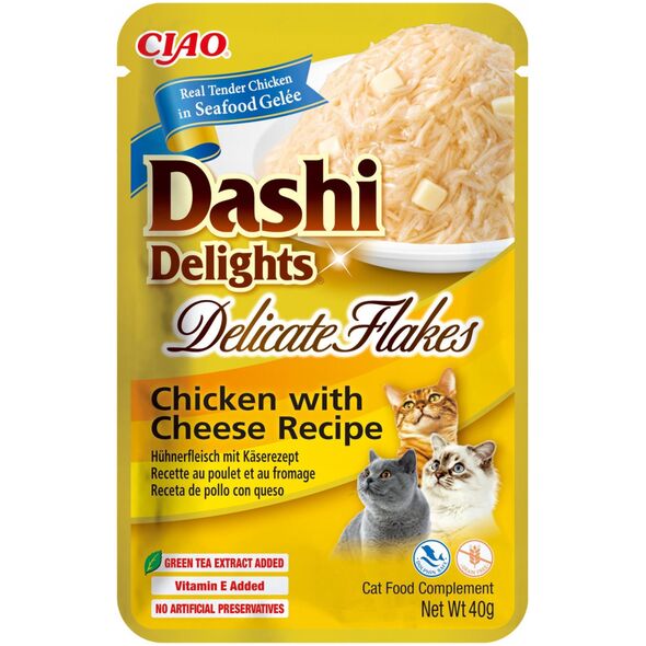 INABA CAT DASHI DELIGHTS FLAKES CHICKEN CHEESE 40g