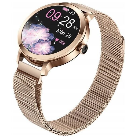 Smartwatch Damski Veltori VT340-1 Złota Bransoleta + Różowy Pasek Silikonowy