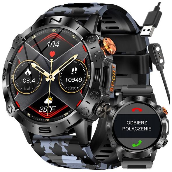 Smartwatch Gravity SMARTWATCH MĘSKI GRAVITY GT20-5 - AMOLED, DODATKOWY PASEK (sg024e) NoSize
