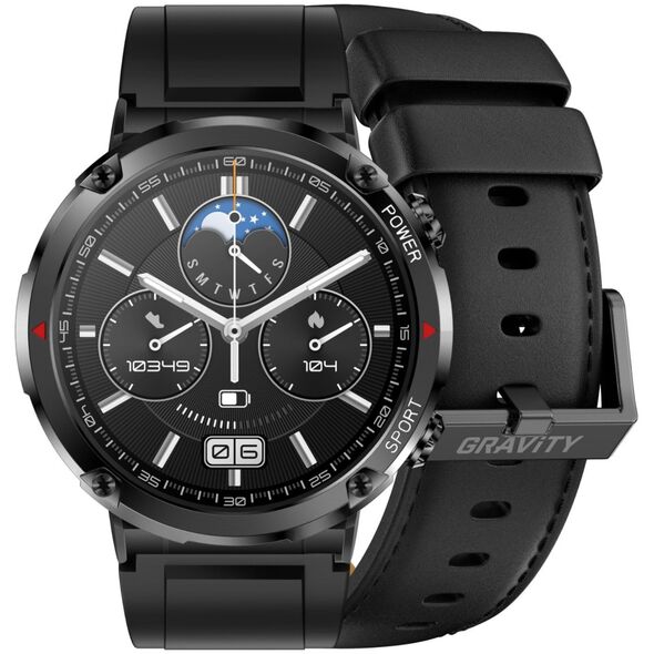 Smartwatch Gravity Zegarek męski SMARTWATCH GRAVITY GT21-3 BK/BK LEATHER / BK