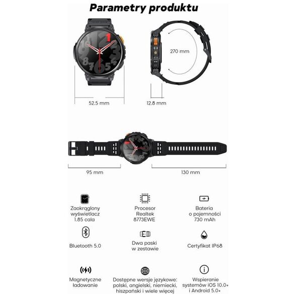 Smartwatch Gravity GT23-1 Czarny  (GT23)