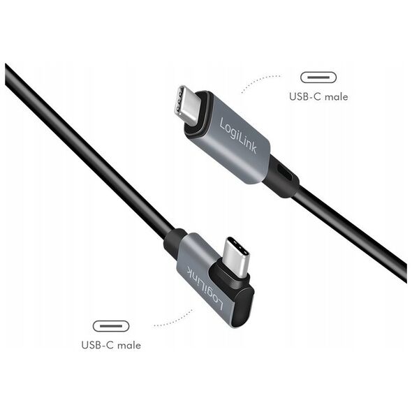 LogiLink CU0183 kabel USB USB 2.0 2 m USB C Czarny, Srebrny