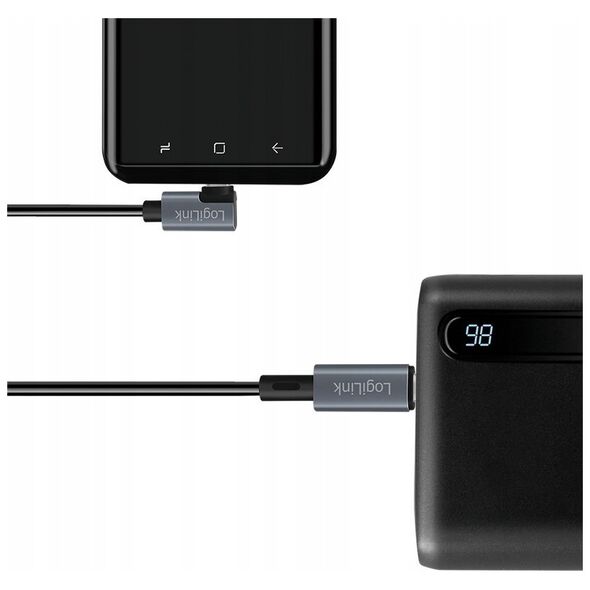 LogiLink CU0183 kabel USB USB 2.0 2 m USB C Czarny, Srebrny