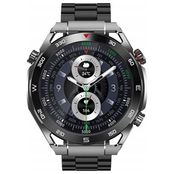 Smartwatch Veltori VT100-1 + Czarny Pasek Silikonowy + Czarny Eko Skóra