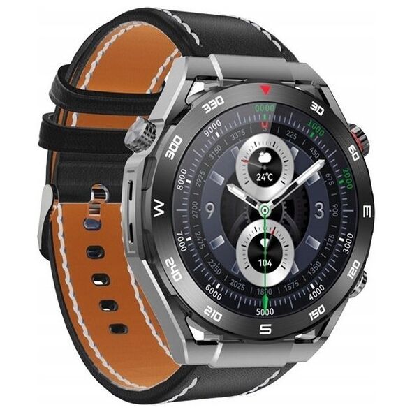 Smartwatch Veltori VT100-1 + Czarny Pasek Silikonowy + Czarny Eko Skóra