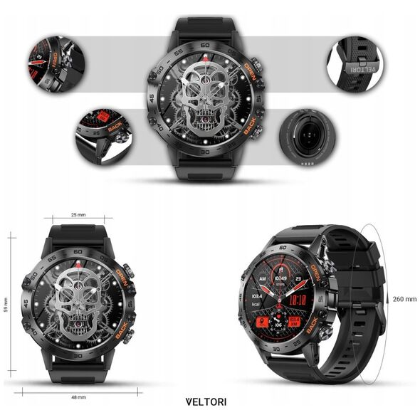 Smartwatch Veltori VT120-1 Czarny Pasek Silikonowy