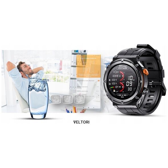 Smartwatch Veltori VT130-1 Czarny Pasek Silikonowy
