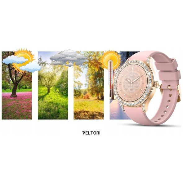 Smartwatch Damski Veltori VT360-1 Różowy Pasek Silikonowy