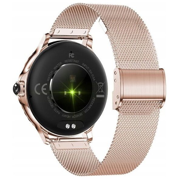 Smartwatch Damski Veltori VT320-1 Złota Bransoleta + Różowy Pasek Silikonowy