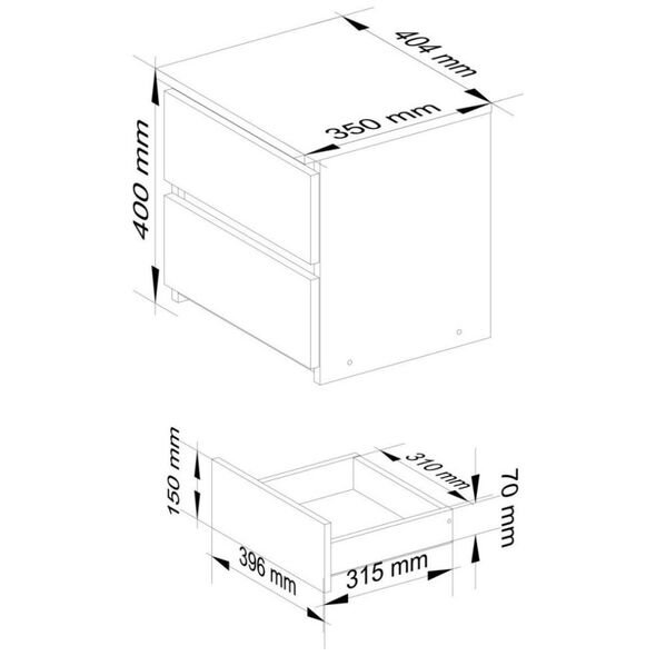 Nore Naktinė spintelė NORE CL2 40 cm, ruda