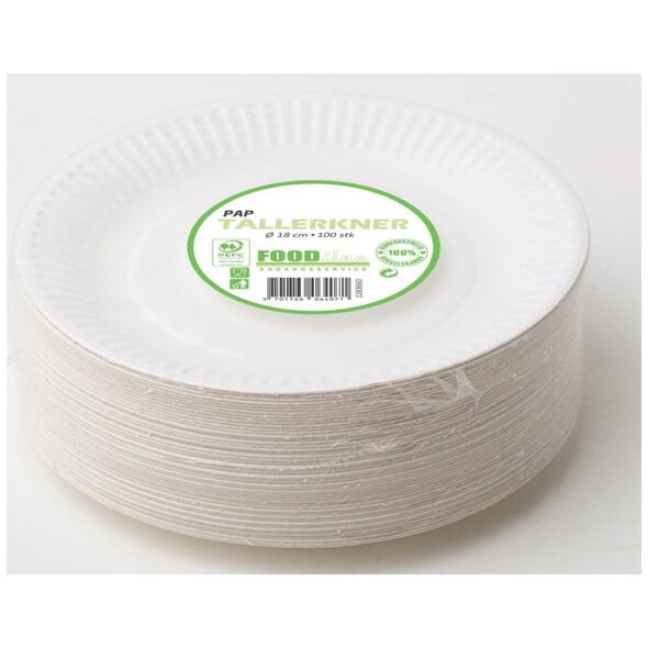 Tallerken frokost pap 18 cm 100stk/pak - (100 stk.)