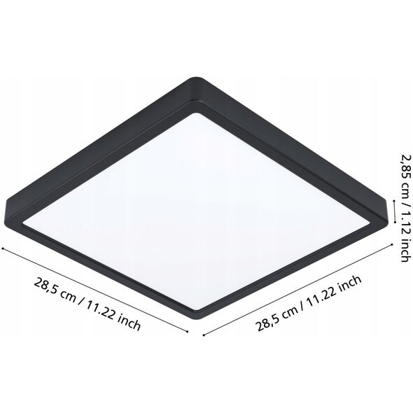 Ceiling LED outdoor light EGLO ARGOLIS 2, IP44, 20.5W, 3000K, 2400lm, black, 28.5x28.5x3 cm