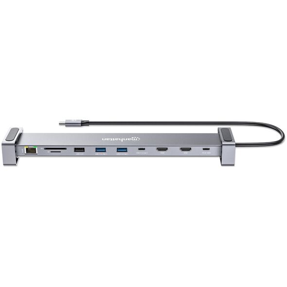Manhattan 190398 stacja dokująca Przewodowa USB 3.2 Gen 1 (3.1 Gen 1) Type-C Szary