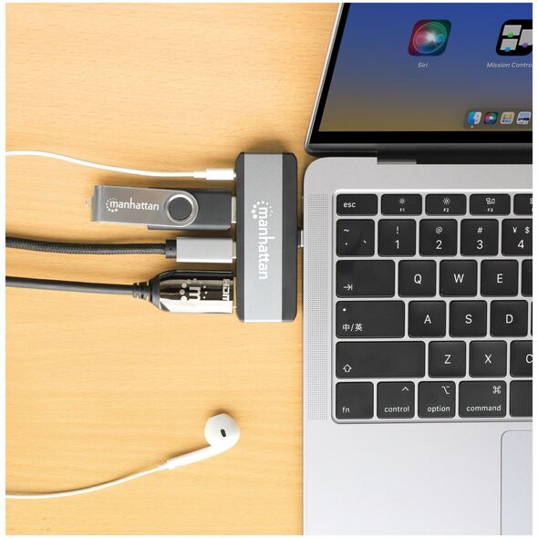 Manhattan 190404 stacja dokująca Przewodowa USB 3.2 Gen 2 (3.1 Gen 2) Type-C Szary
