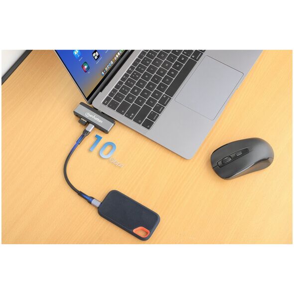 Manhattan 190404 stacja dokująca Przewodowa USB 3.2 Gen 2 (3.1 Gen 2) Type-C Szary