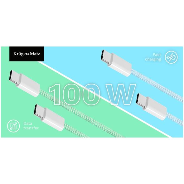 Kabel USB typu C - USB typu C 100 W 1,5 m niebieski Kruger&amp|Matz Basic