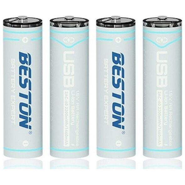BESTON Baterijos AA įkraunamos su USB-C lizdu, 1460mAh, Li-Ion, 4 vnt.