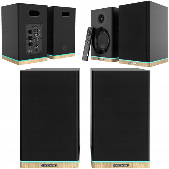 GŁOŚNIKI PÓŁKOWE BS-60BK LED CZARNE (BLUETOOTH, 2x90W, RCA, USB, OPTYCZNE, BASS-REFLEX, PILOT)