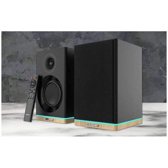 GŁOŚNIKI PÓŁKOWE BS-60BK LED CZARNE (BLUETOOTH, 2x90W, RCA, USB, OPTYCZNE, BASS-REFLEX, PILOT)