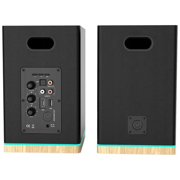 GŁOŚNIKI PÓŁKOWE BS-60BK LED CZARNE (BLUETOOTH, 2x90W, RCA, USB, OPTYCZNE, BASS-REFLEX, PILOT)