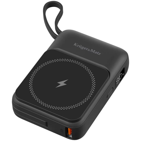 POWER BANK indukcyjny Kruger&amp|Matz 10000 mAh Mag Safe z kablem czarny