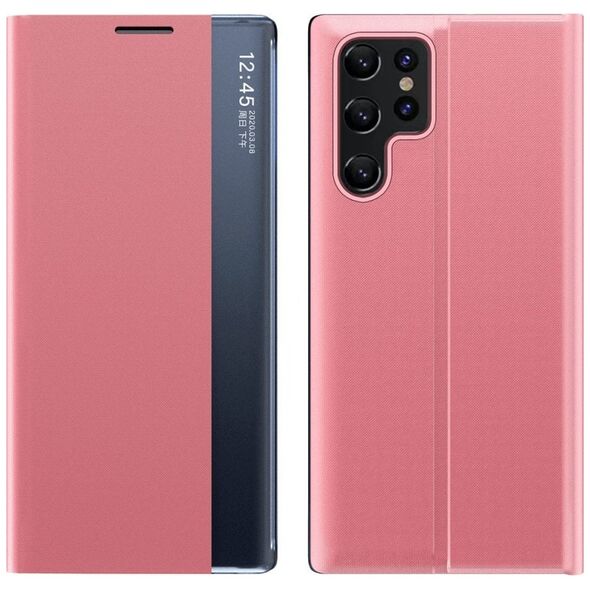 New Sleep Case etui do Samsung Galaxy S25 Ultra pokrowiec z klapką i podstawką - różowe