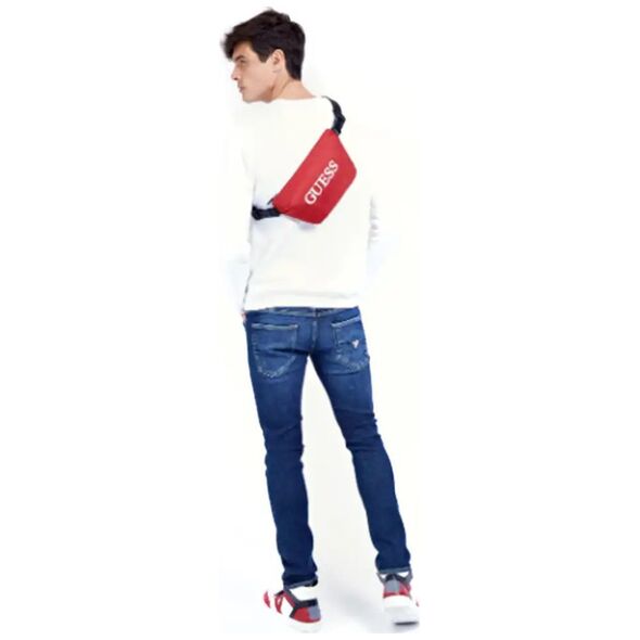 Guess, Quatro, Textile Fanny Pack, Red, 19/28.5 x 17 x 4 cm, For Men For Men