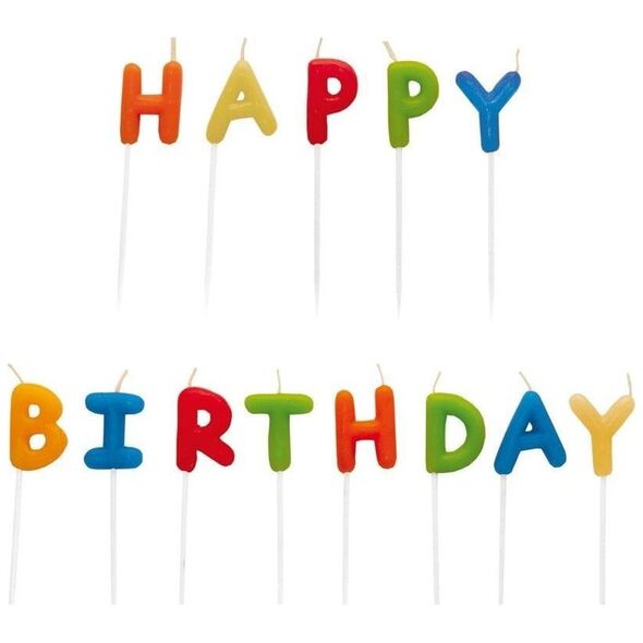 Świeczki happy birthday wielokolorowe 13szt.