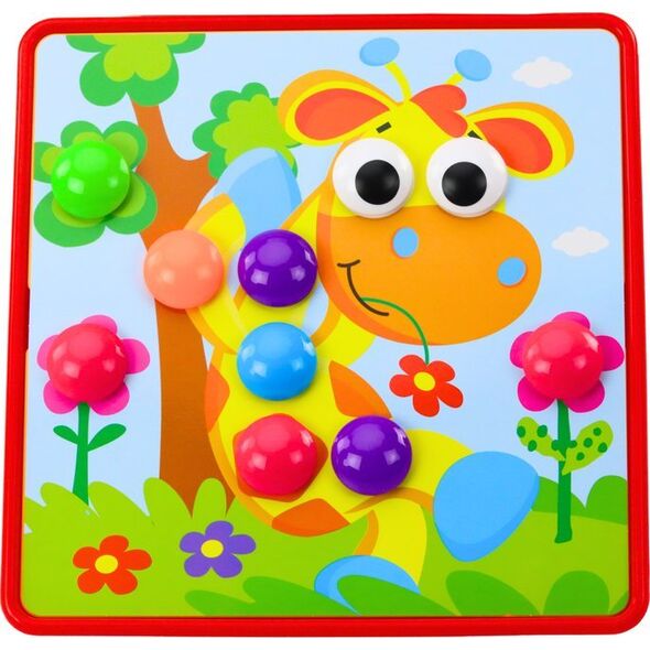 LeanToys Puzzle Obrazkowe Kolorowe Przyciski Do Uzupełniania 12 Obrazków