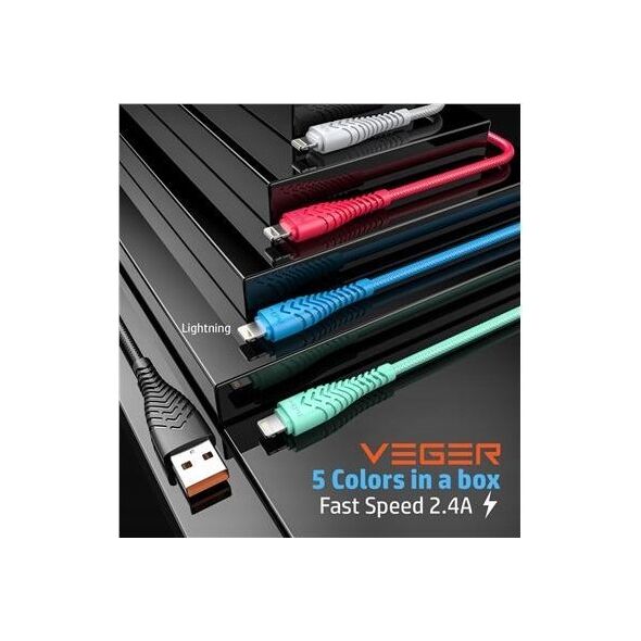 Kabel USB Veger VEGER kabel USB A do Lightning 2,4A V105 1,2 m czarny
