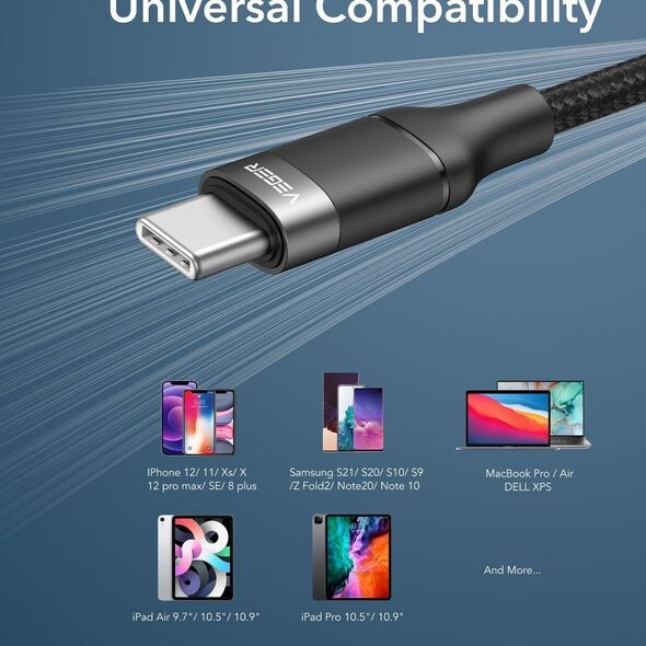 Kabel USB Veger VEGER kabel Typ C do Typ C PD 5A 100W CC02 1,5 m czarny