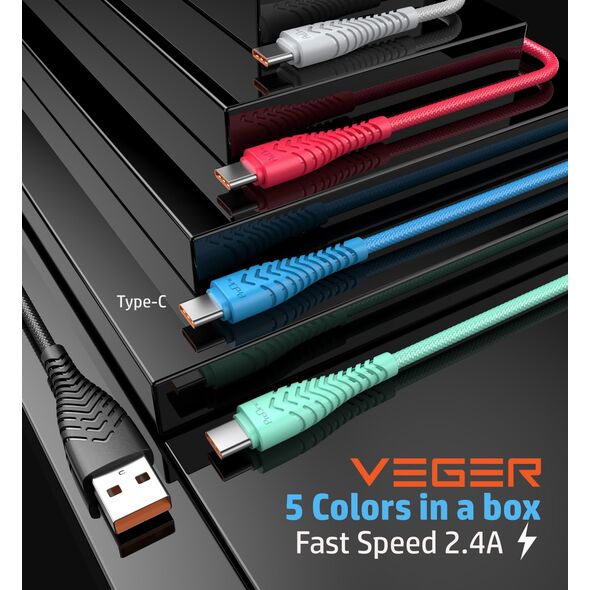 Kabel USB Veger VEGER kabel USB A do Typ C 2,4A V104 1,2 m czarny