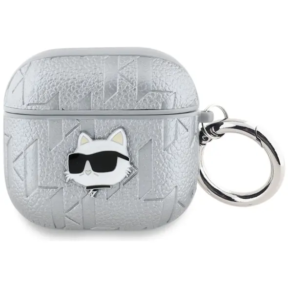 Karl Lagerfeld Monogram Choupette Head Apple AirPods 4 silver