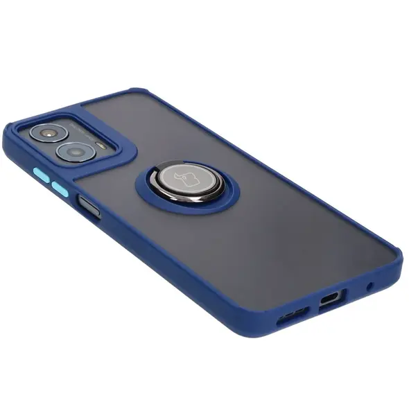 Bizon Case Hybrid Ring Motorola Moto G04 / G24 / G24 Power smoky with a dark blue frame