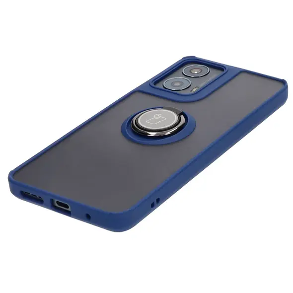 Bizon Case Hybrid Ring Motorola Moto G04 / G24 / G24 Power smoky with a dark blue frame