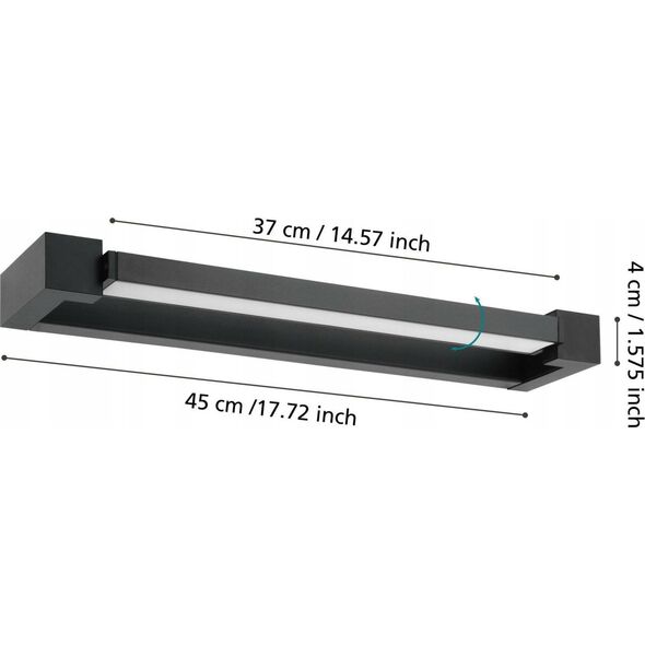 LED mirror light EGLO Gemiliana, IP44, 8.9W, 4000K, 1000lm, black, 45 x 4 cm