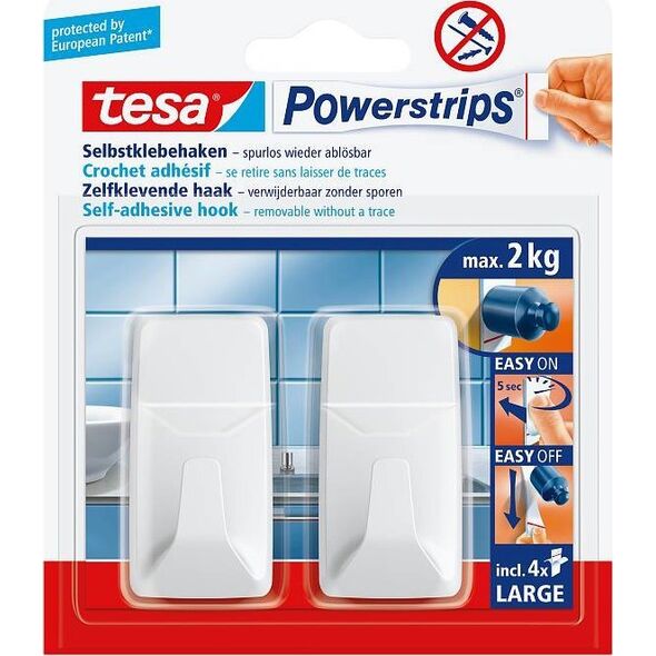 Tesa tesa Powerstrips Haken L rechteckig weiß