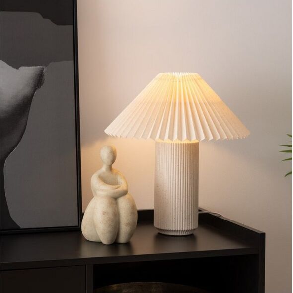 Lampa stołowa porcelanowa beżowa 38 cm
