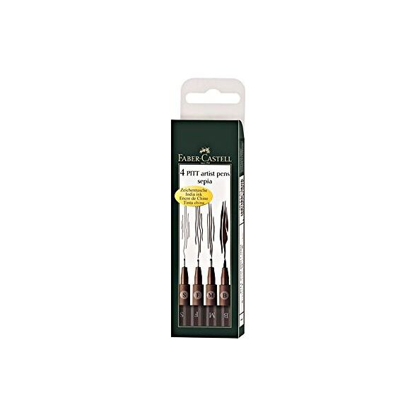Faber-Castell Cienkopisy artystyczne PITT sepia 4 sztuki
