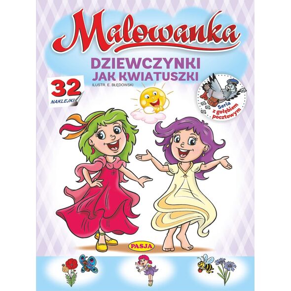 Malowanka - Dziewczynki jak kwiatuszki