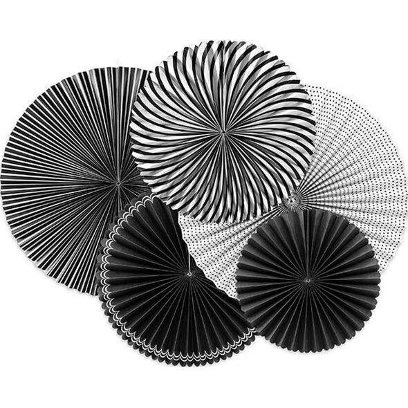 Party Deco Rozety dekoracyjne papierowe Black&White, mix, 5 szt. uniwersalny
