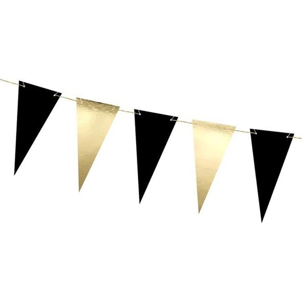 Party Deco Girlanda, flagietki, czarno-złota, 2,15 m uniwersalny